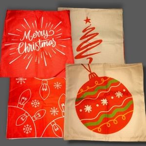 4 Piece Set of Christmas Throw Pillow Covers